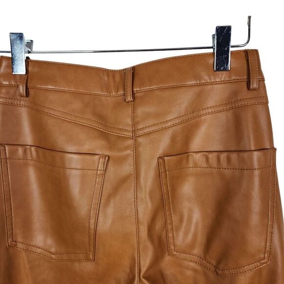 7 FOR ALL MANKIND Pants Womens Extra Small Brown Faux Leather Easy Slim Straight - Picture 5 of 8